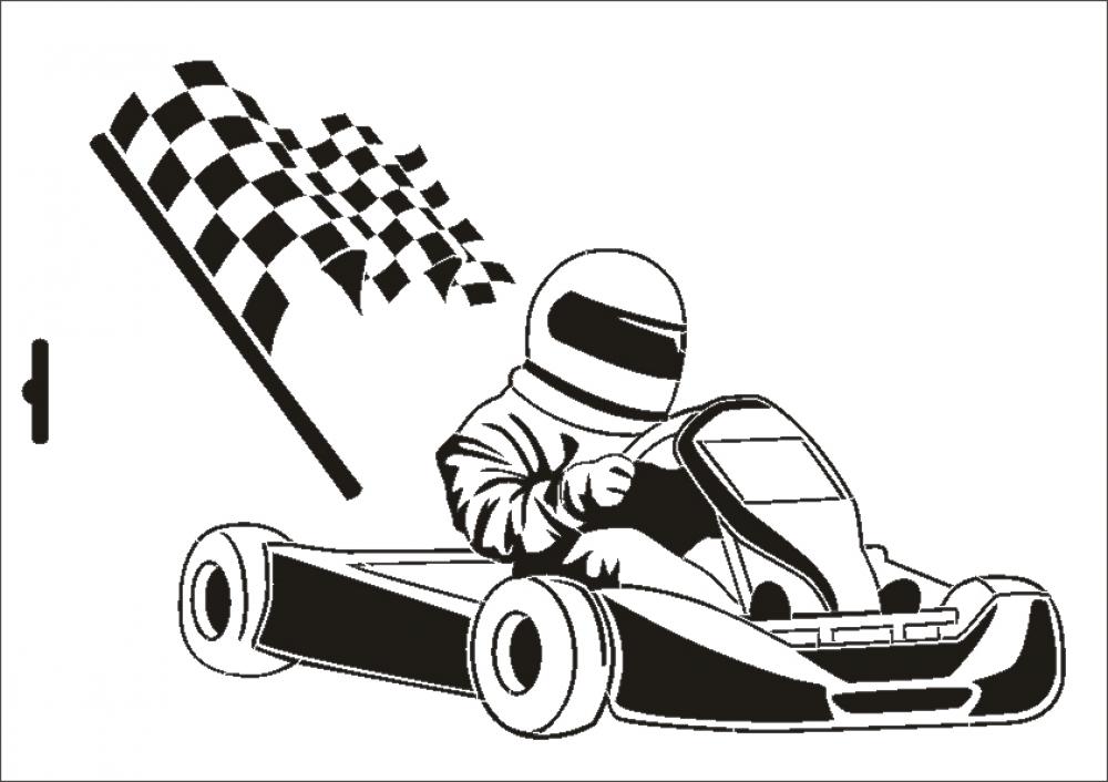 W-219 Race Cart Wandschablone Textilschablone Größe A5