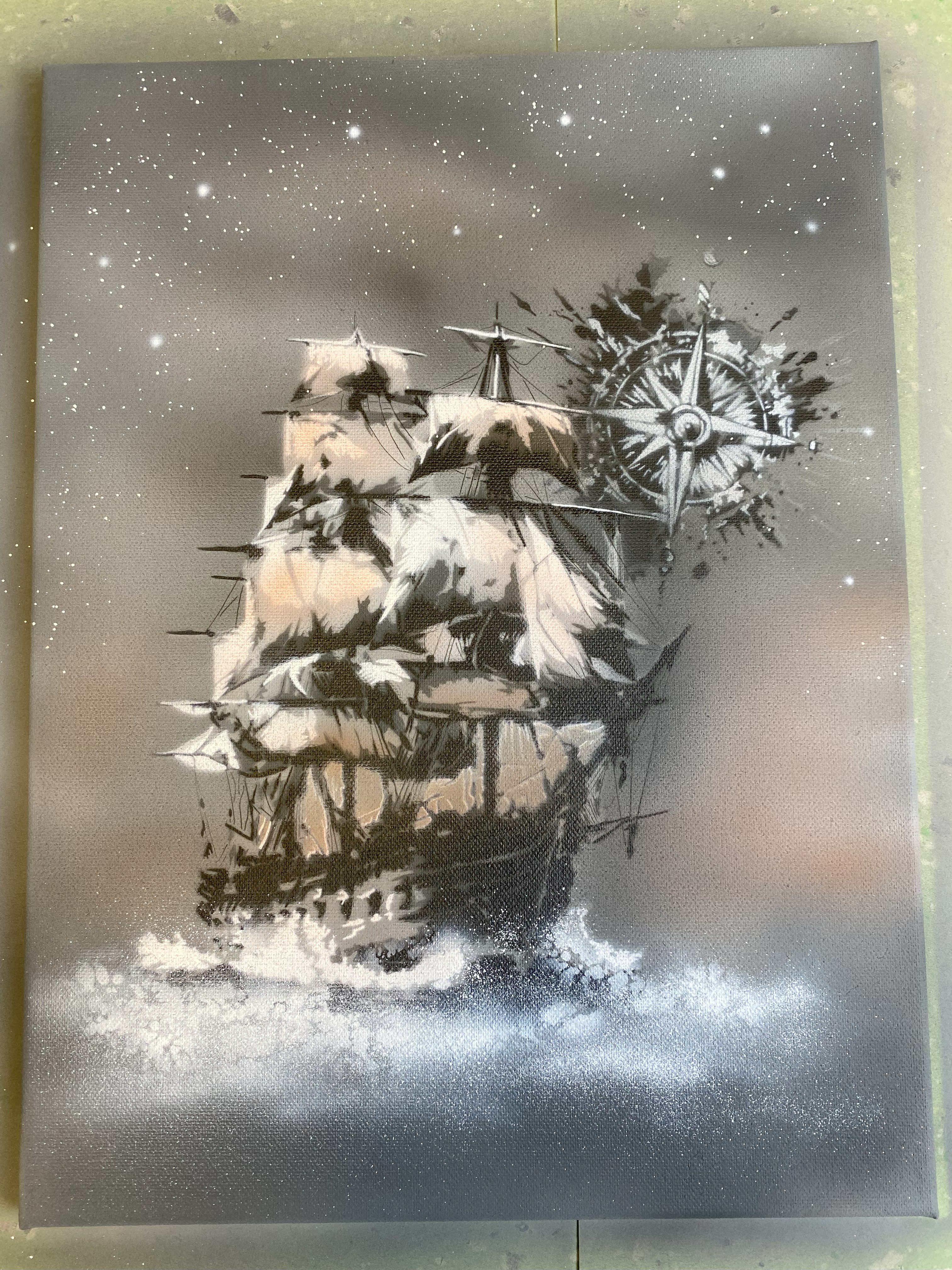 AS-397 Ship step by step stencil for acrylic, airbrush, spray, varnish and wall paint 