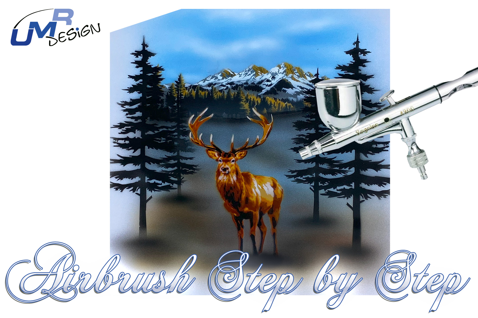 AS-361 Deer Step by Step Stencil Set for Acryl, Airbrush, Spray, Varnish and Wallpaint