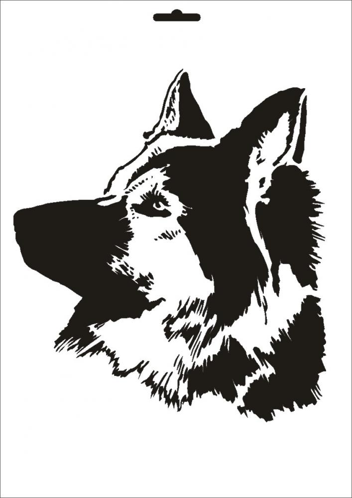W-082 Hund Wandschablone Textilschablone Größe A4
