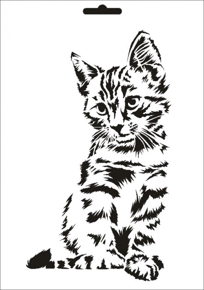W-631 Katze Wandschablone Textilschablone Größe A4