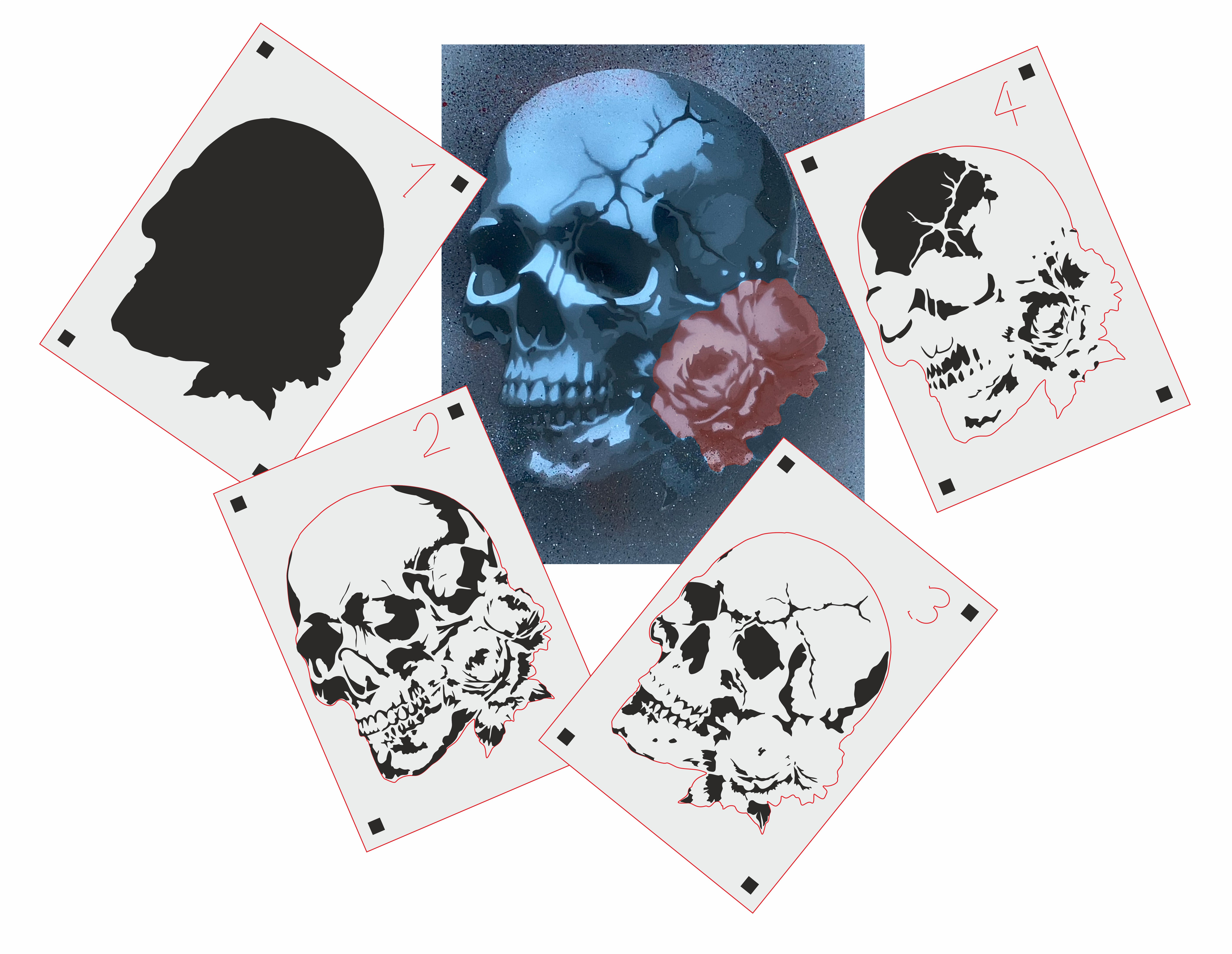 TS-011 tattoo style stencil for acryl, airbrush, spray, paints and wall paint 