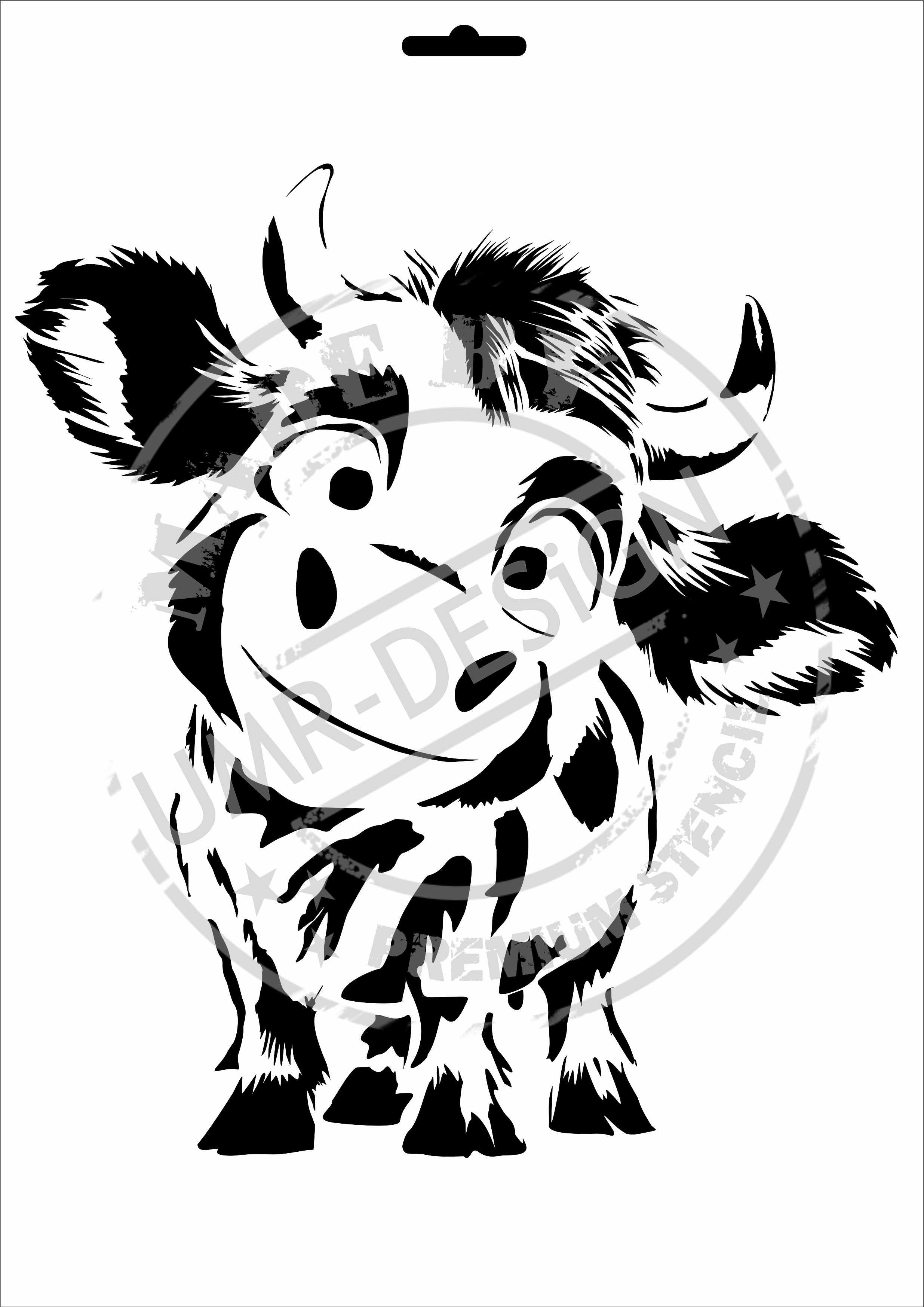 W-718 Baby Cow, Quirky Cow Stencil, Stencil for Acrylic, Airbrush, Spray, Paints, and Wall Paint