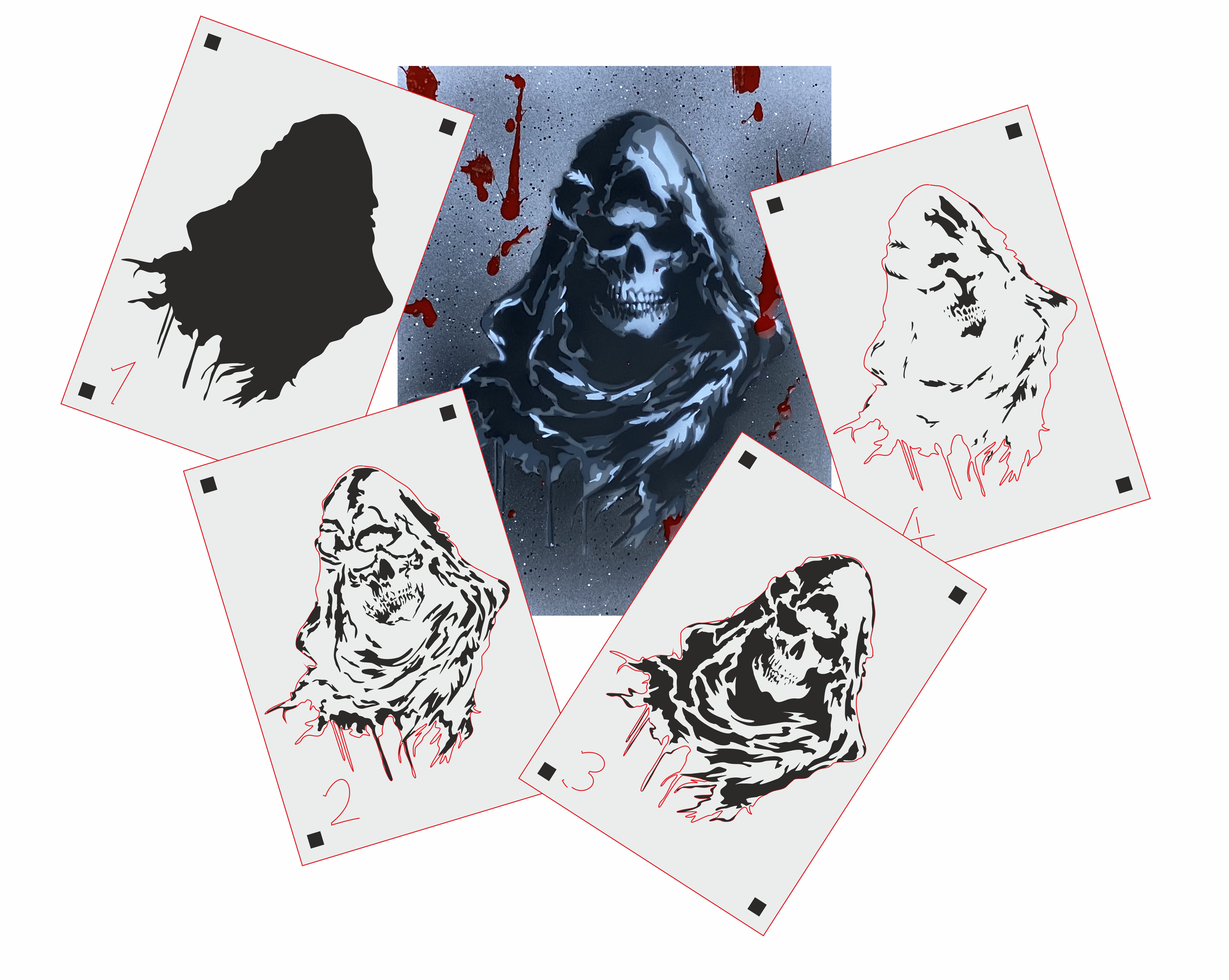 TS-009 tattoo style stencil for acryl, airbrush, spray, paints and wall paint