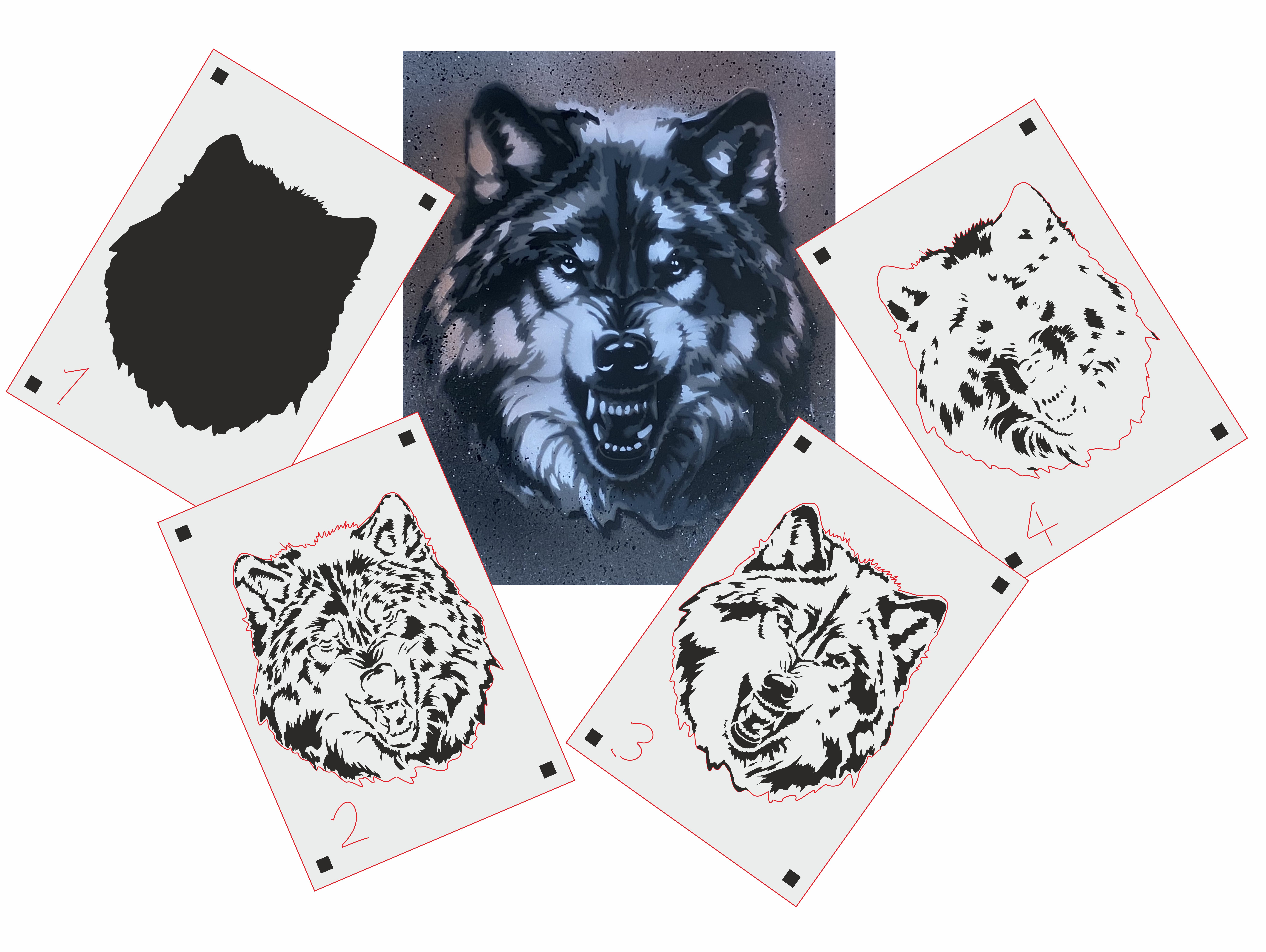 TS-010 tattoo style stencil for acryl, airbrush, spray, paints and wall paint 