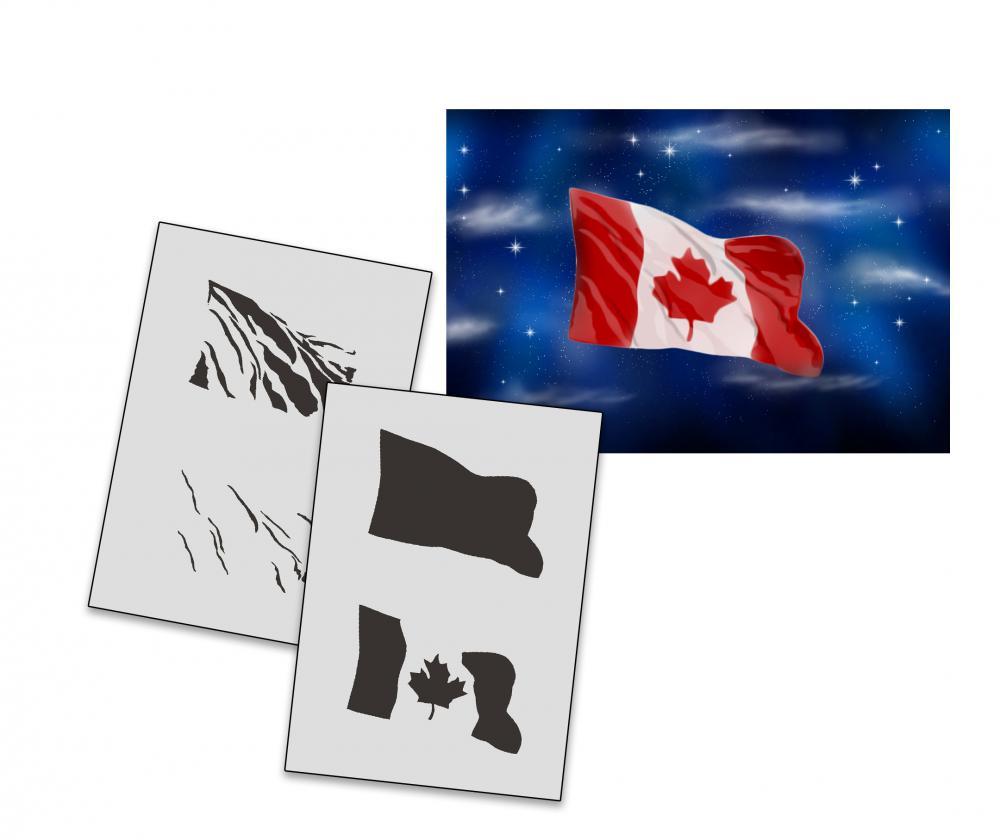 AS-162 Kanadische Flagge Step by Step Airbrushschablone Größe XS