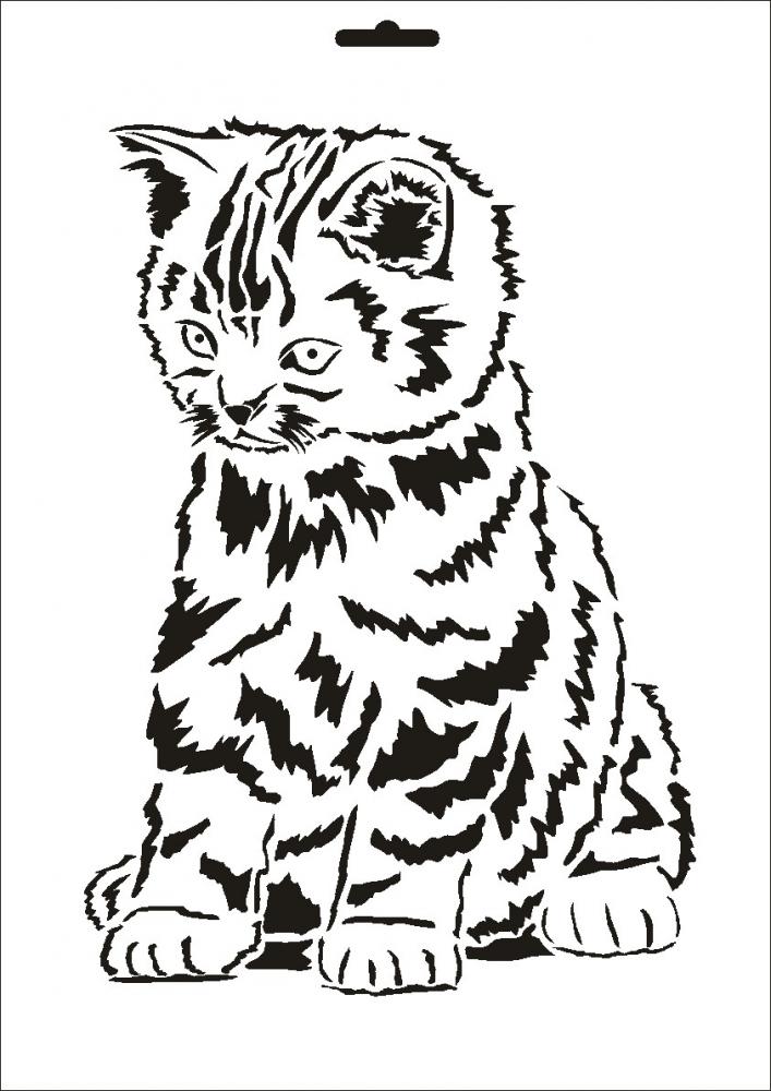 W-058 Katze Wandschablone Textilschablone Größe A5