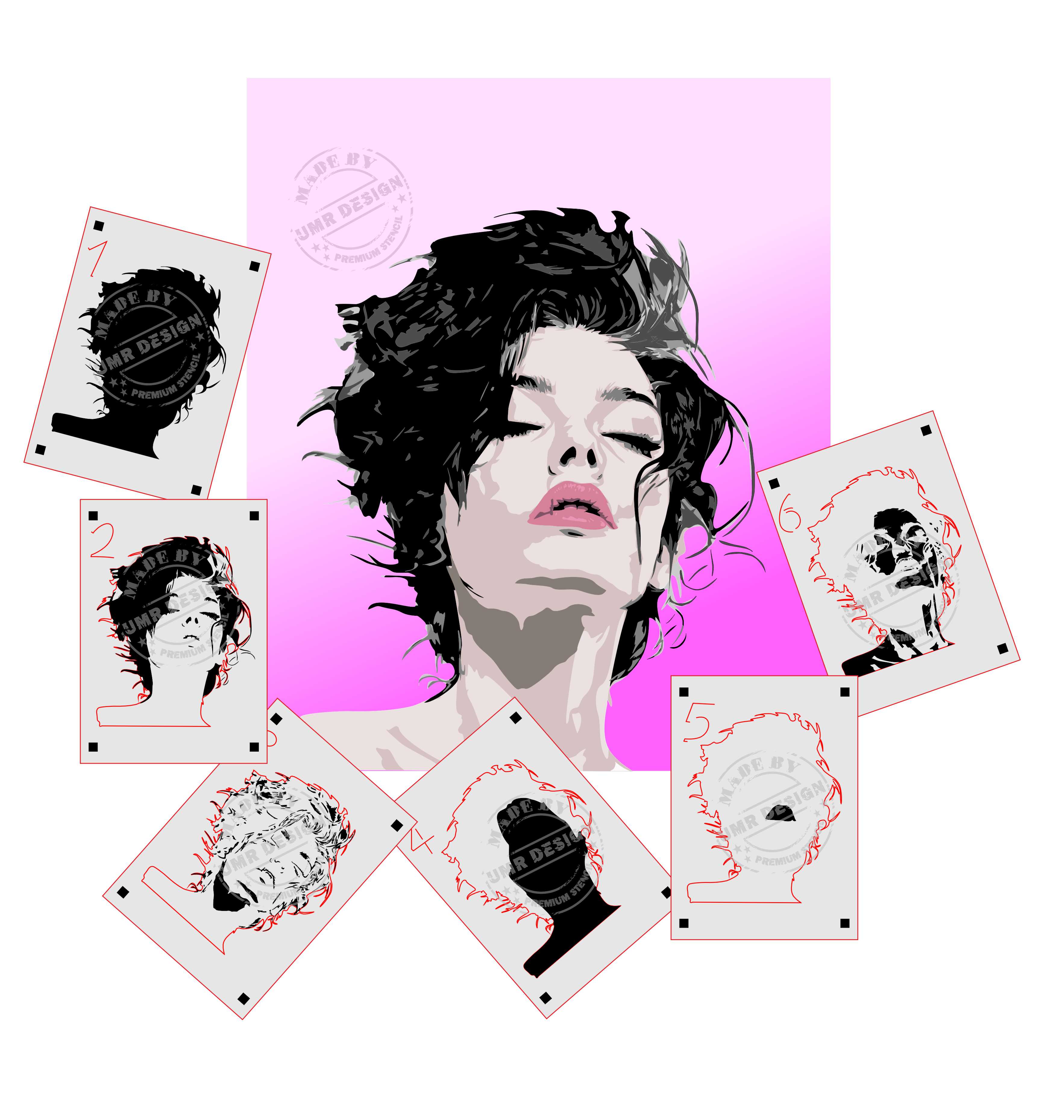 AS-400 Woman step by step stencil for acrylic, airbrush, spray, varnish and wall paint 