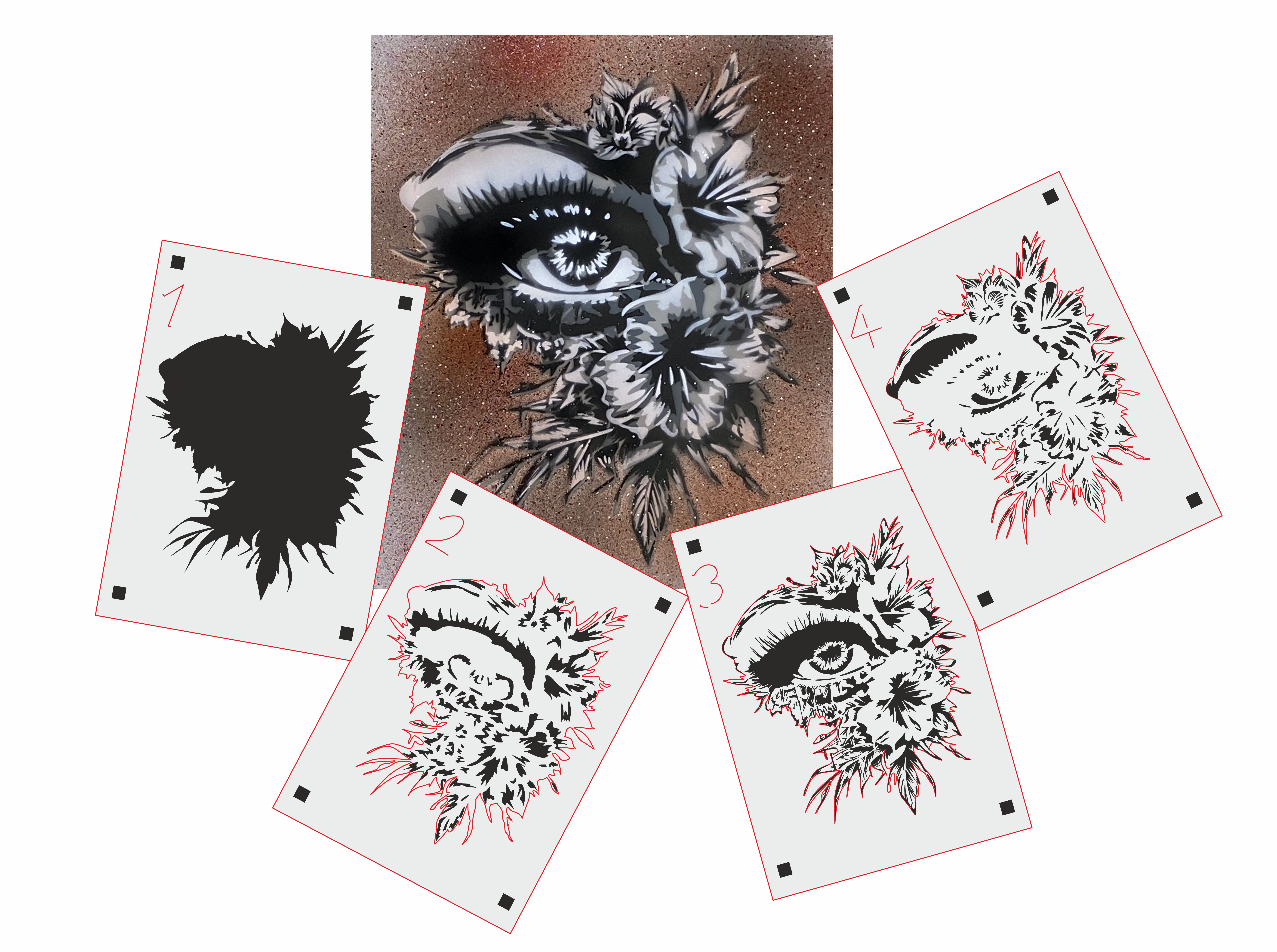 TS-004 tattoo style stencil for acryl, airbrush, spray, paints and wall paint