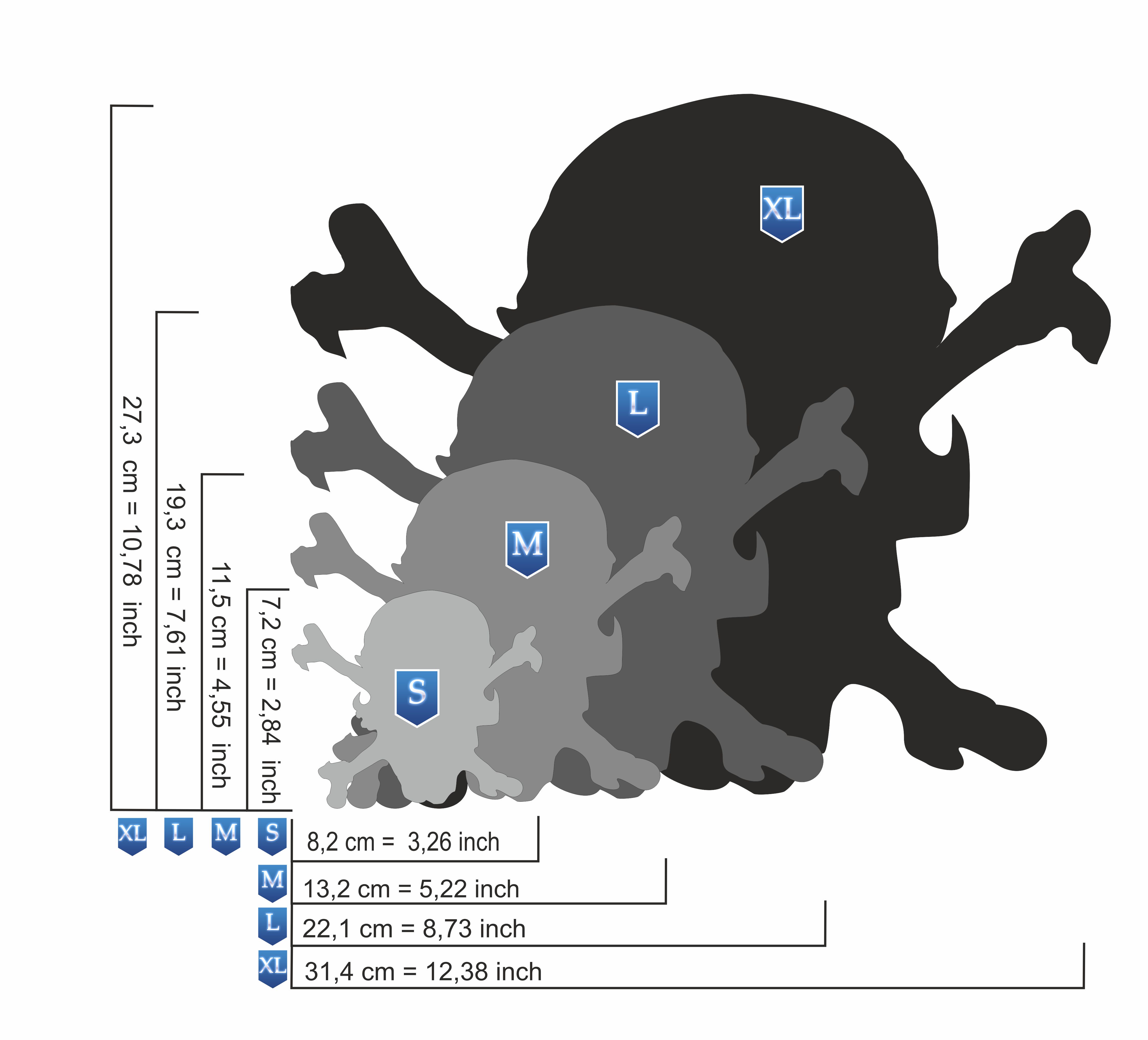 AS-063 Bones Skull Multilayer Step by Step Stencil for acrylic, airbrush, spray, tattoo, varnish and wall paint