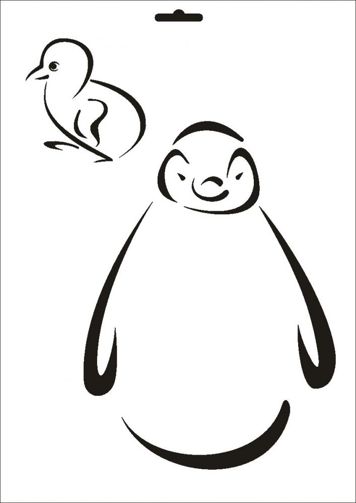 W-041 Pinguin Wandschablone Textilschablone Größe A4