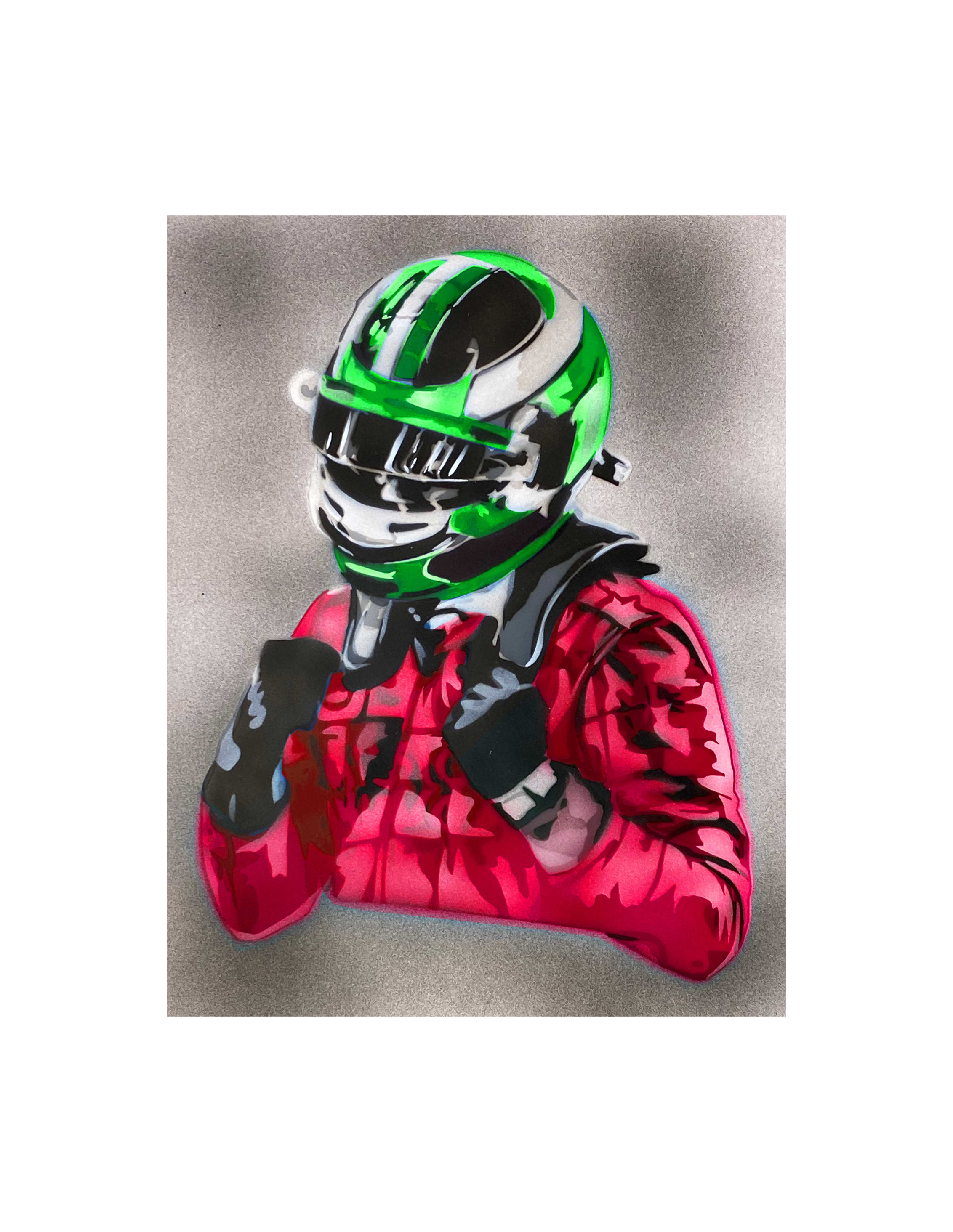 AS-370 Racing Driver Step by Step Schablone für Acryl, Airbrush, Spray, Lacke und Wandfarbe Größe L