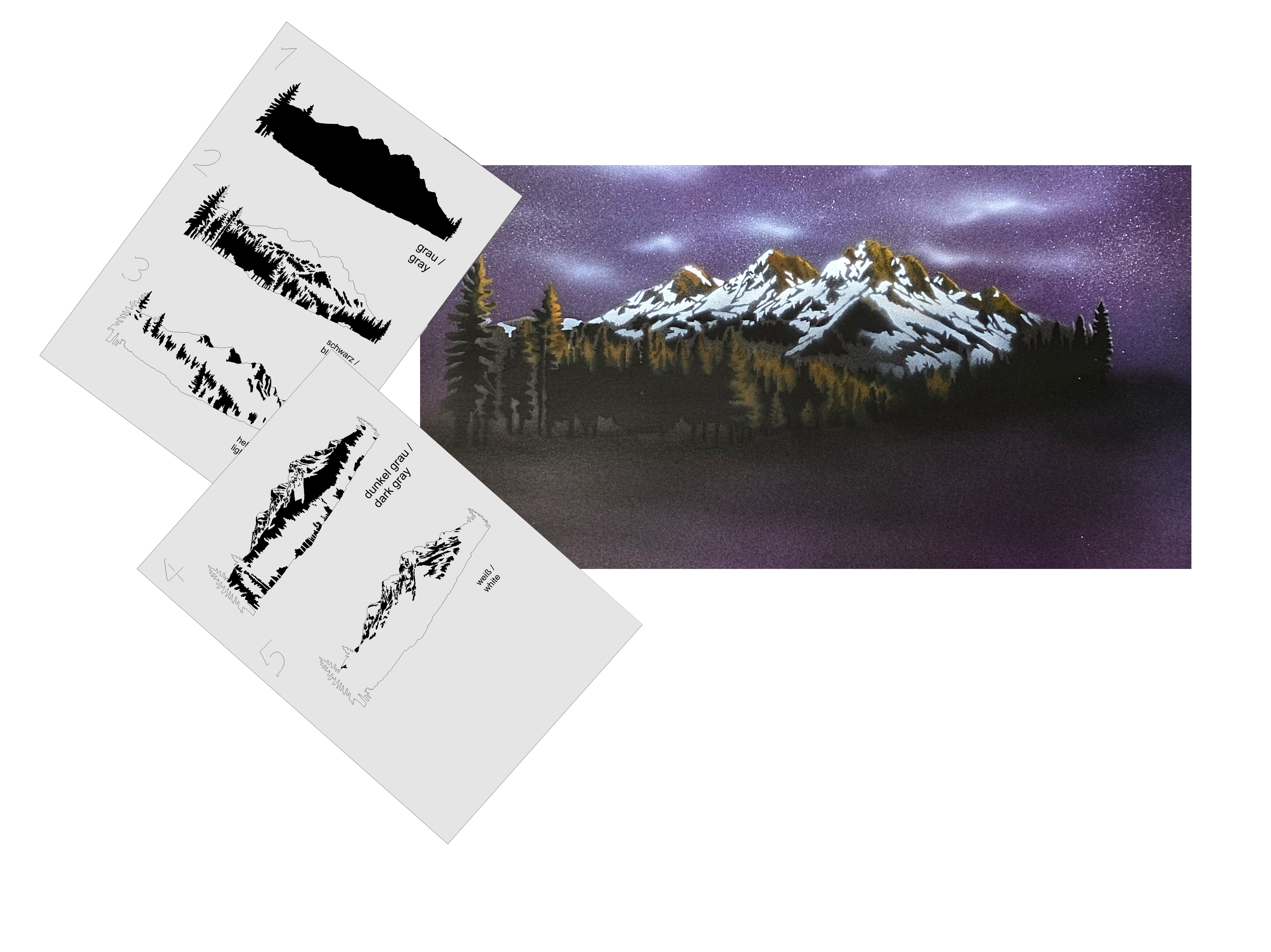 AS-361 Deer Step by Step Stencil Set for Acryl, Airbrush, Spray, Varnish and Wallpaint