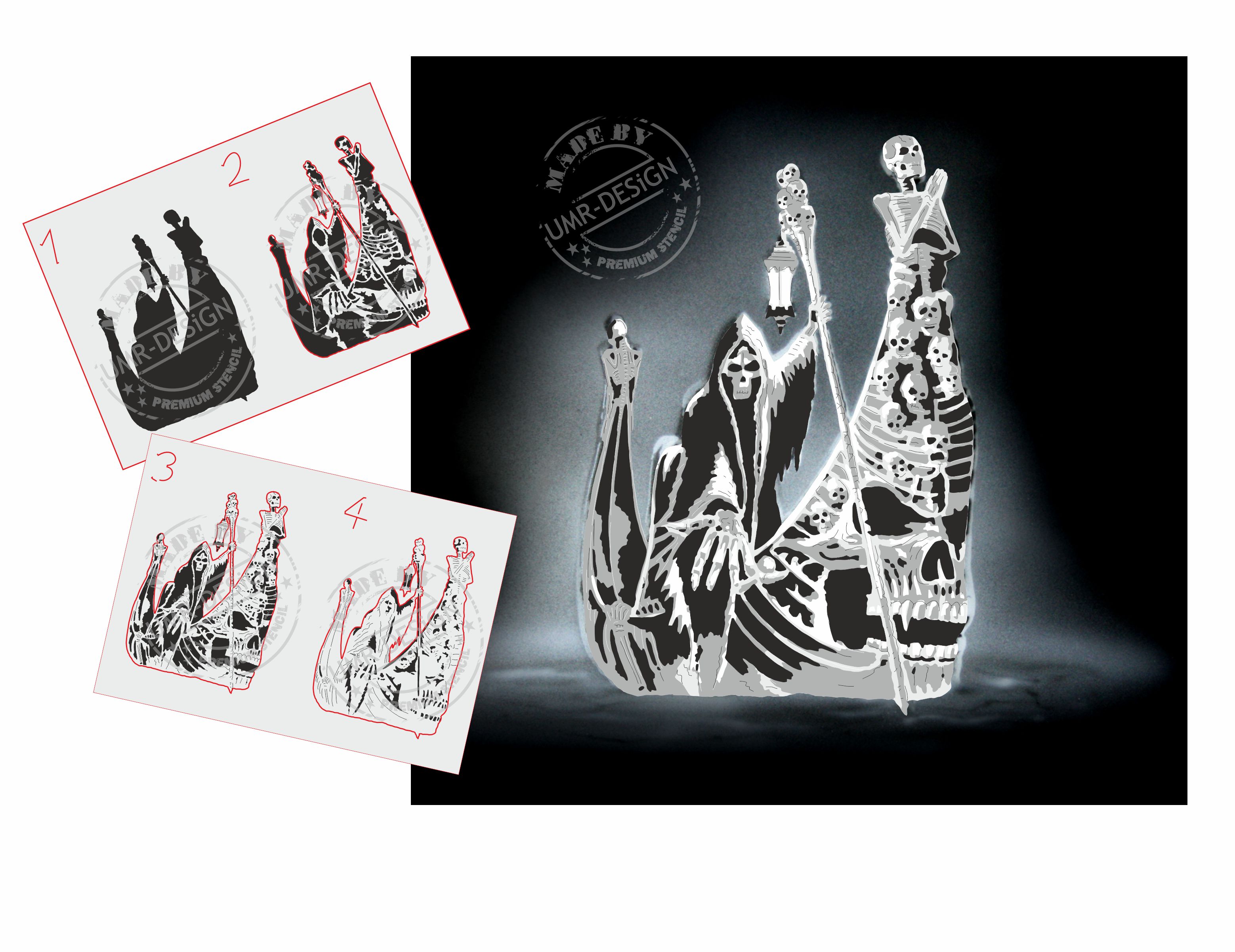 AS-122 Überfahrt Step by Step Airbrushschablone Größe L