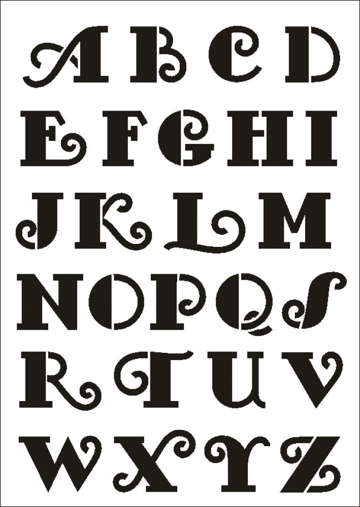 W-641 Schrift Retro Wandschablone Textilschablone Größe A4