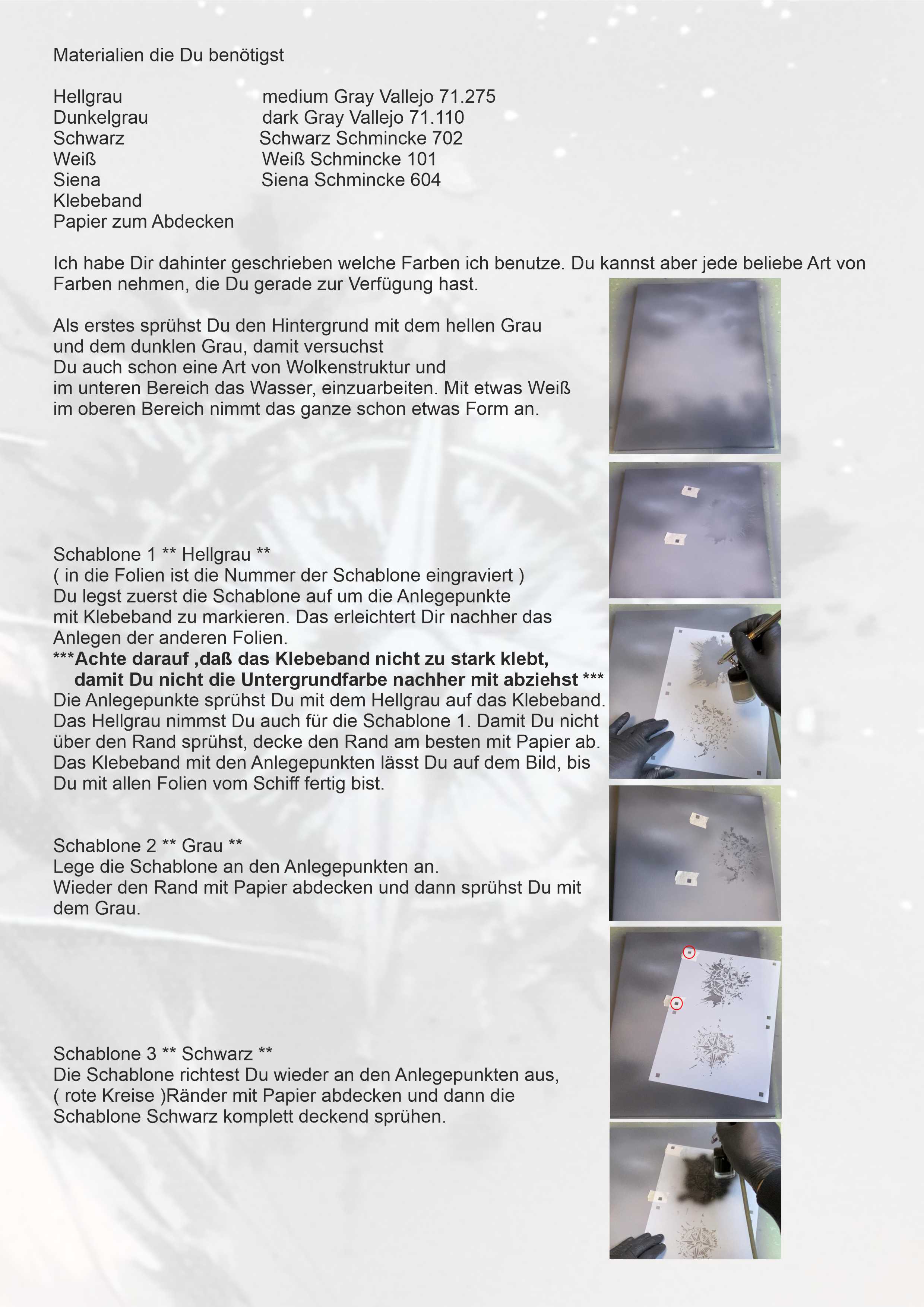 AS-396 Compass step by step stencil for acrylic, airbrush, spray, varnish and wall paint 