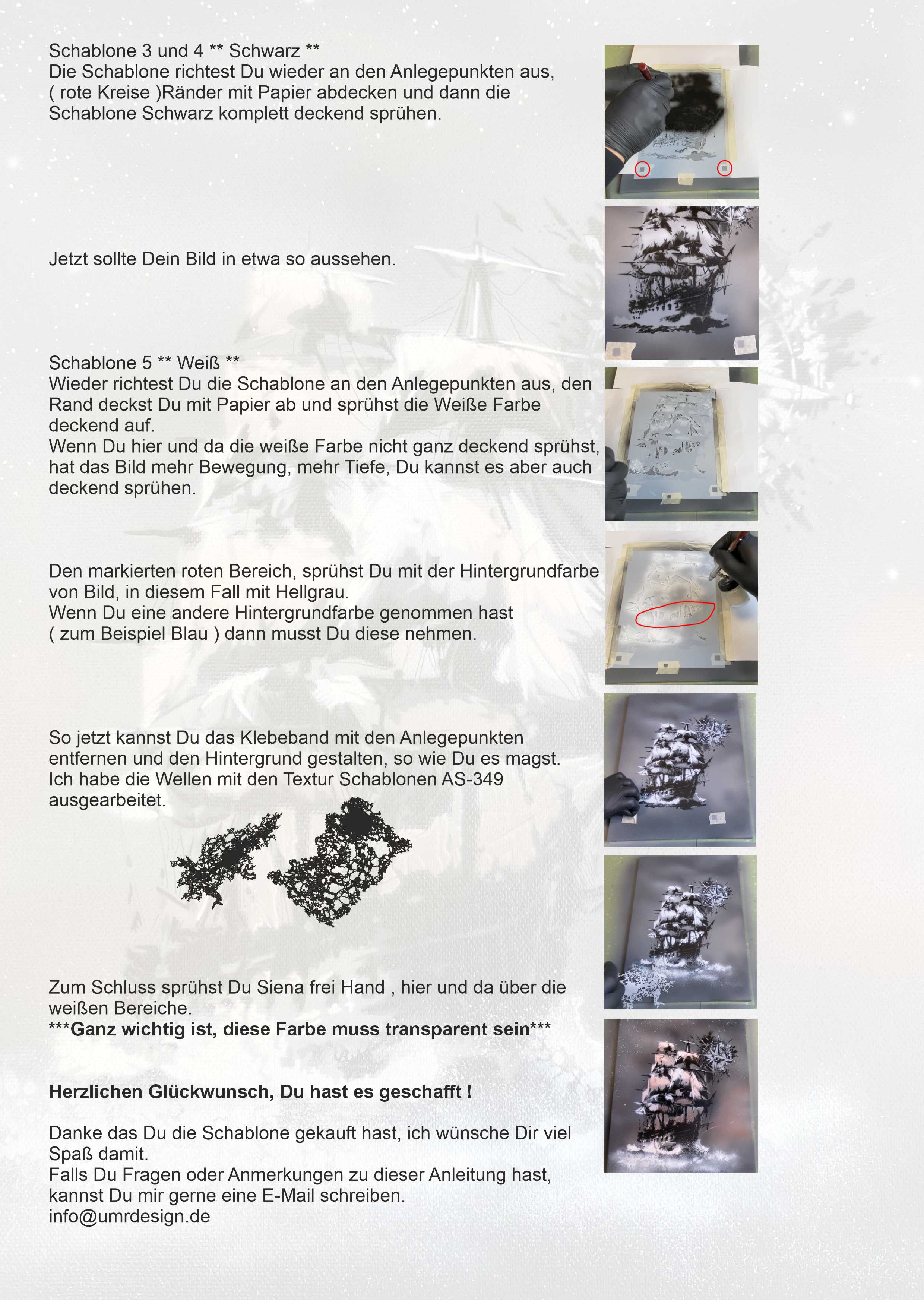 AS-397 Ship step by step stencil for acrylic, airbrush, spray, varnish and wall paint 