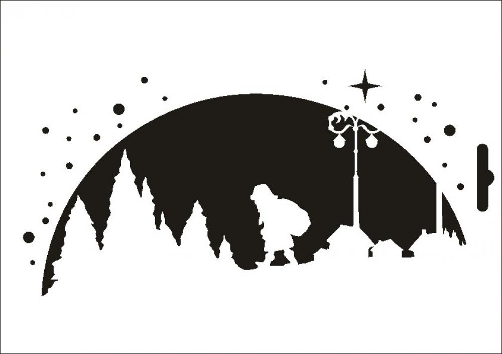 W-523 Schneekugel Wandschablone Textilschablone Größe A4