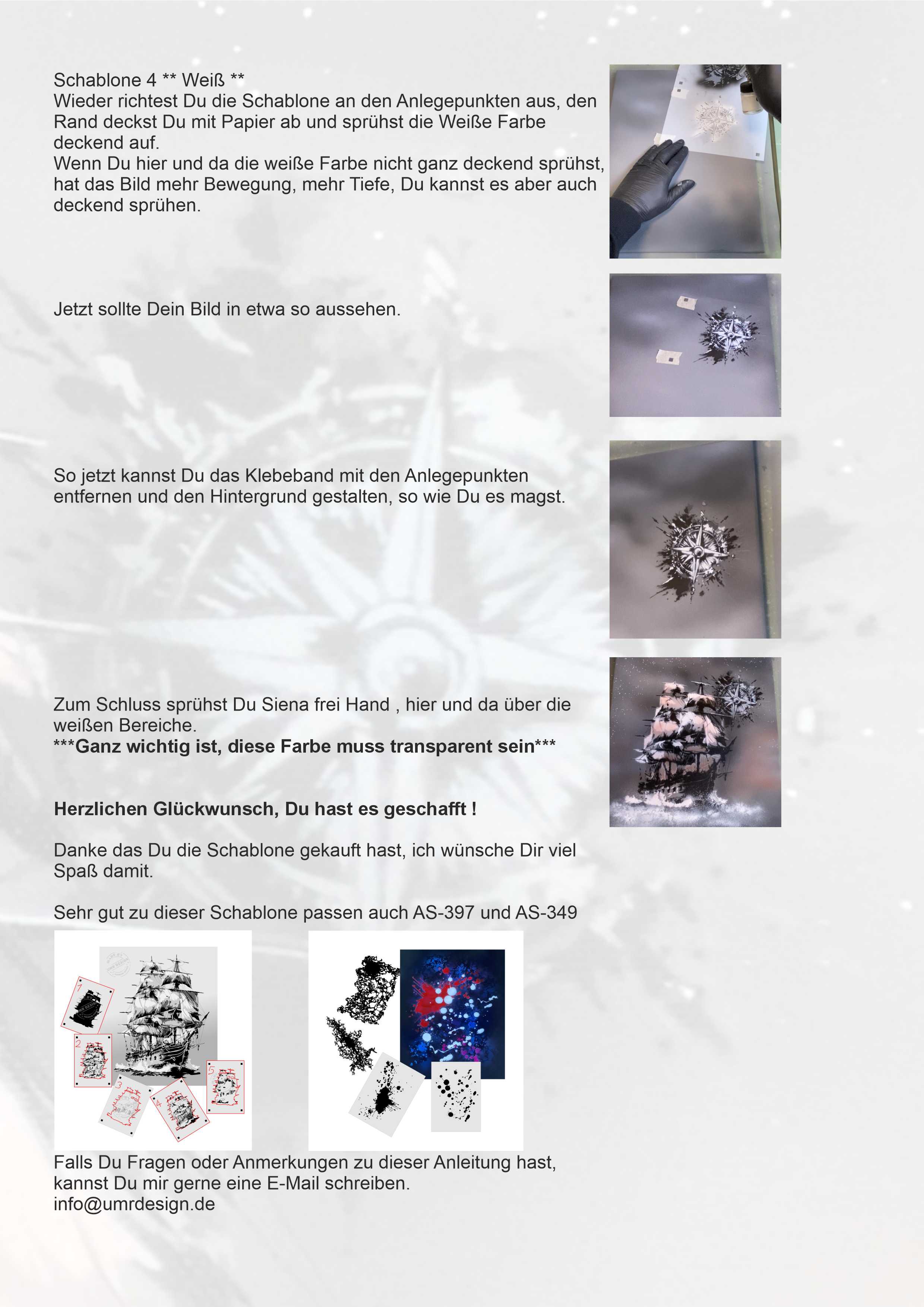 AS-396 Compass step by step stencil for acrylic, airbrush, spray, varnish and wall paint 