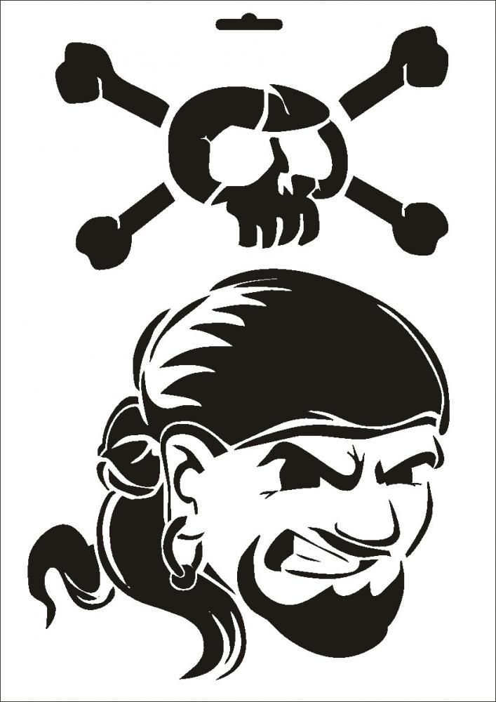 W-166 Pirat Wandschablone Textilschablone Größe A4