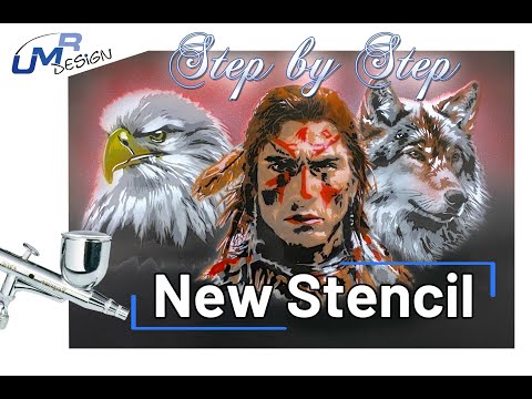 AS-388 Native American set step by step stencil for acrylic, airbrush, spray, varnish and wall paint 
