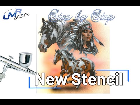 AS-389 native american step by step stencil for acrylic, airbrush, spray, varnish and wall paint