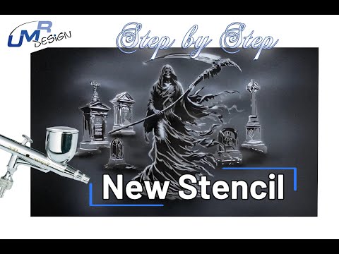 AS-392 Grim Reaper step by step stencil for acrylic, airbrush, spray, varnish and wall paint