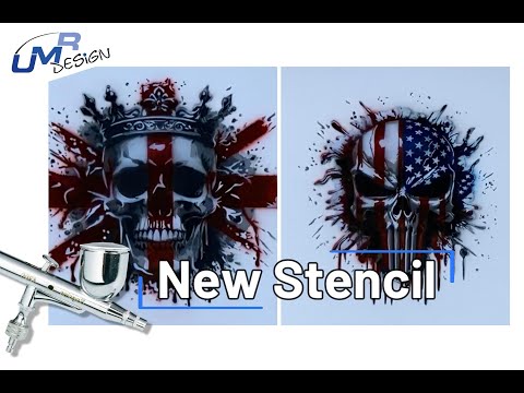 AS-394 Skull England step by step stencil for acrylic, airbrush, spray, varnish and wall paint